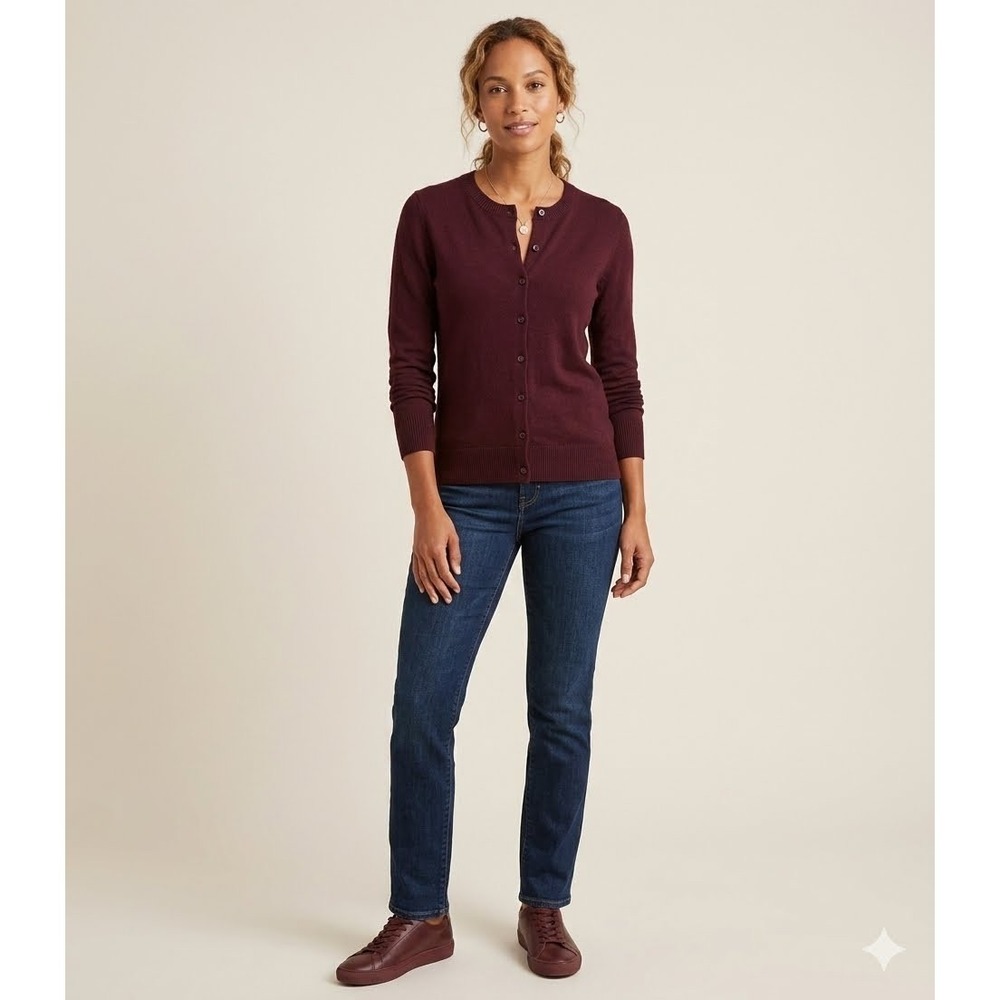 Gap Womens Y2K Button Down Cardigan Sweater Size XS Wine Minimalist‎ Preppy